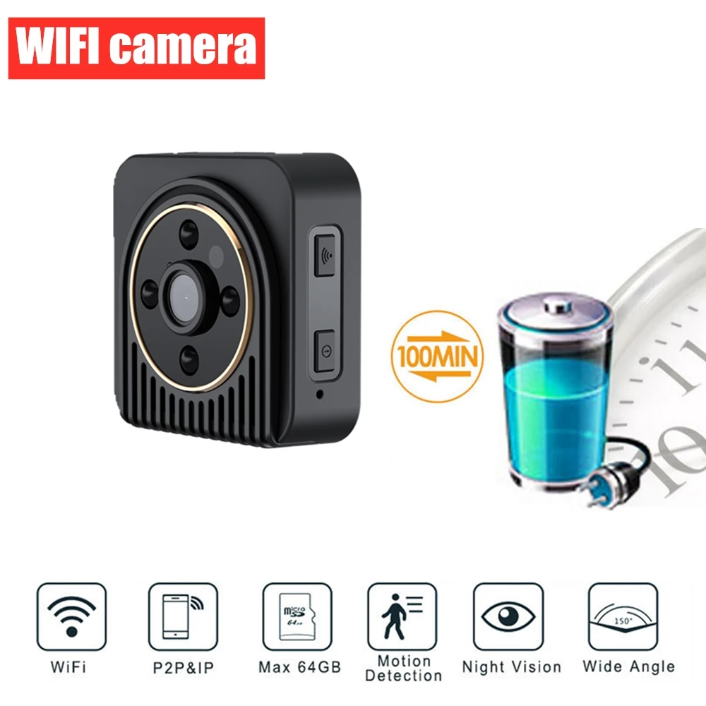 H5 мини камера Wi-Fi 550 мА/ч микро-небольшие Экшн-камера H.264 IP Cam инфракрасный Ночное