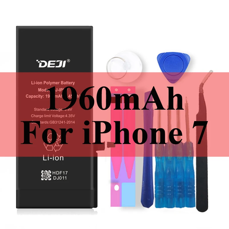 Deji Аккумулятор для Apple iPhone 5S SE 6 6s 7 4s 5 8 X SE 6Plus 6sPlus 8Plus Plus iPhone7 1430mAh-3410mAh сменный литий-полимерный батарея+бесплатный инструмент для Apple iPhone 5s SE 6 6s 7 Мобильный телефон батарея - Цвет: 1960mAh For iPhone 7