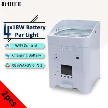 

2pcs 4x18w battery par light Wireless DMX Battery Powered led par light RGBWA UV 6in1 dj disco party stage lighting equipment