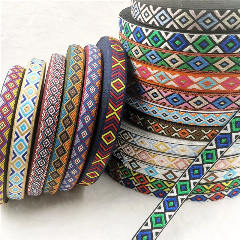Ribbon Decoration Satin Ribbons Ribbon Supplies DIY Geometric Woven Jacquard Embroidered Ribbons 5 Yards
