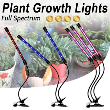 

Plants Led Light 5V Full Spectrum Grow Lamp USB Led Three Heads Clip Table Lamp Plant Growing 9W 18W 27W Led Phyto Light Indoor