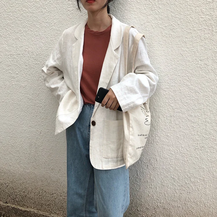 

Photo Shoot South Korea CHIC Early Autumn New Style Simple Solid Color Loose-Fit Suit Jacket