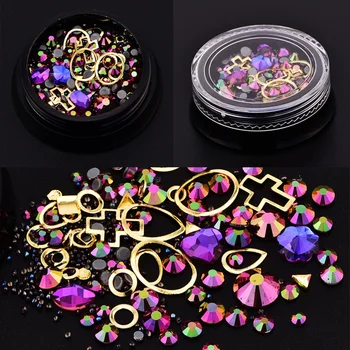 

12pcs Mixed Nail Art Decor Accessories Rhinestones Diamonds Crystals Metal Studs Beads Gems for Nail DIY