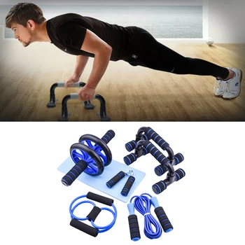 

Gym Fitness Set Wheel Roller Up Bar Jump Rope Workout Abdominal Useful