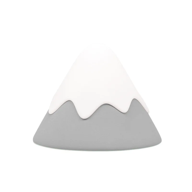 

Hot XD-Wireless Voice-Activated Night Light Led Warm Light Rechargeable Snow Mountain Bedroom Bedside Lamp Light Gray Silicone