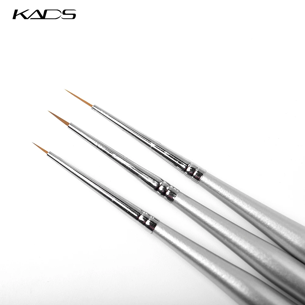 KADS 3pcs/set Professional Nail Liner Brush Silver Drawing Painting Acrylic Nail Art Brush Set for Nal Brushes 4