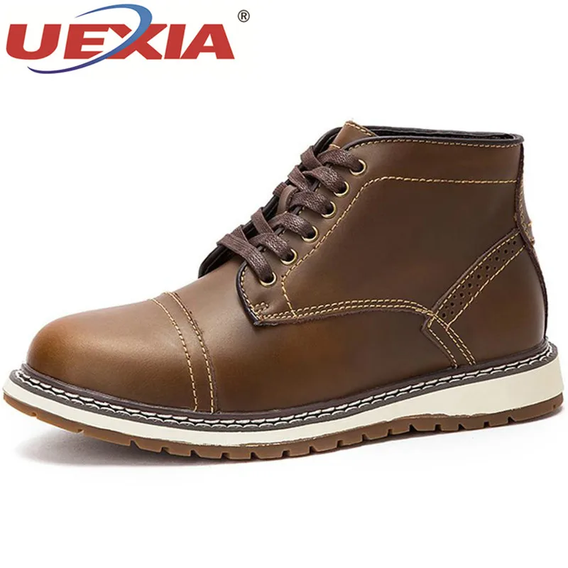 

UEXIA 2019 New Genuine Leather Spring Walking Business Work Boots For Casual Men Male Shoes Adult Ankle Boots Fashion Footwear