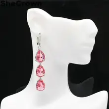65x10 мм Романтические Розовые морганиты, белые женские серебряные серьги с фианитами