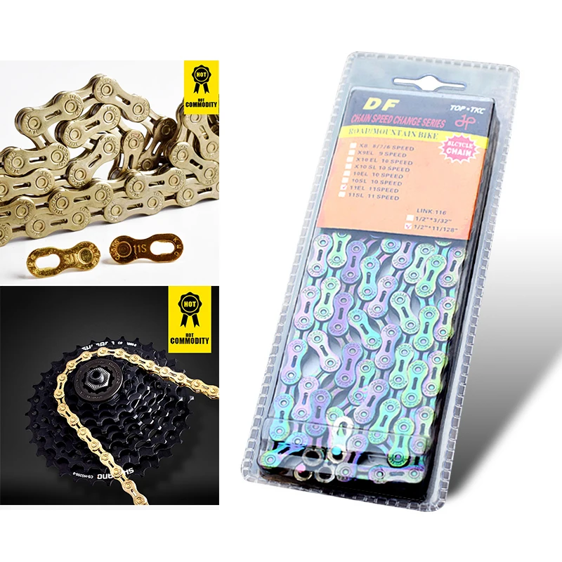 

Sports Speed Bicycle Chain Colorful Hollow Bike Chain 9 10 11 Speed Bike Steel Hollow Chains Ultralight Mountain Bike Chain