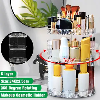 

360 deg Rotation Makeup Organizer Bathroom Storage Box Cosmetic Organizer Desktop Make Up Jewelry Storage Box Sundries Container