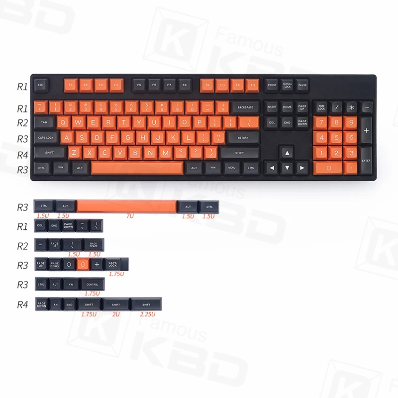 

Maxkey SA колпачки клавиш серый оранжевый 134Key ABS материал подходит для большинства механических клавиатур, FamousKBD