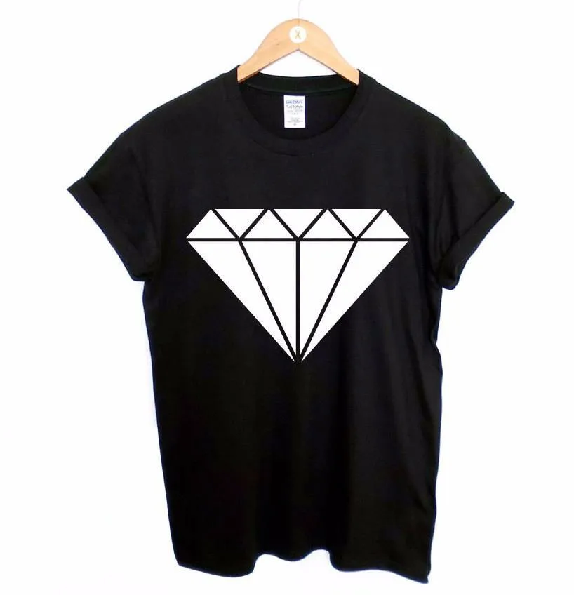 

Casual Funny Shirt for Lady Black Top Tee Hipster Arrival Women Tshirt Diamond Print
