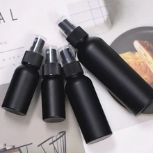 Recipiente de empacotamento cosmético da garrafa vazia de alumínio preta do curso portátil de 30ml 50ml 100ml 150ml