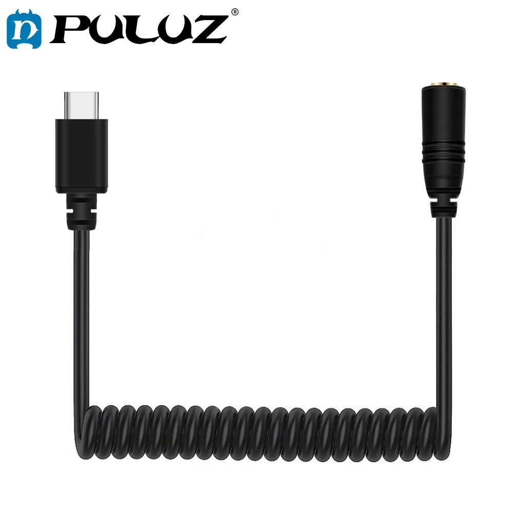 PULUZ 3 5 мм TRRS мама к Type-C/USB-C мужской аудиоадаптер для живого микрофона пружинный