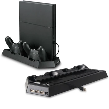 

PS4SLIM cooling bracket Game Handle Fan Charger Bracket Cooling Station Vertical Stand with 2 Controller Charging Dock 2020