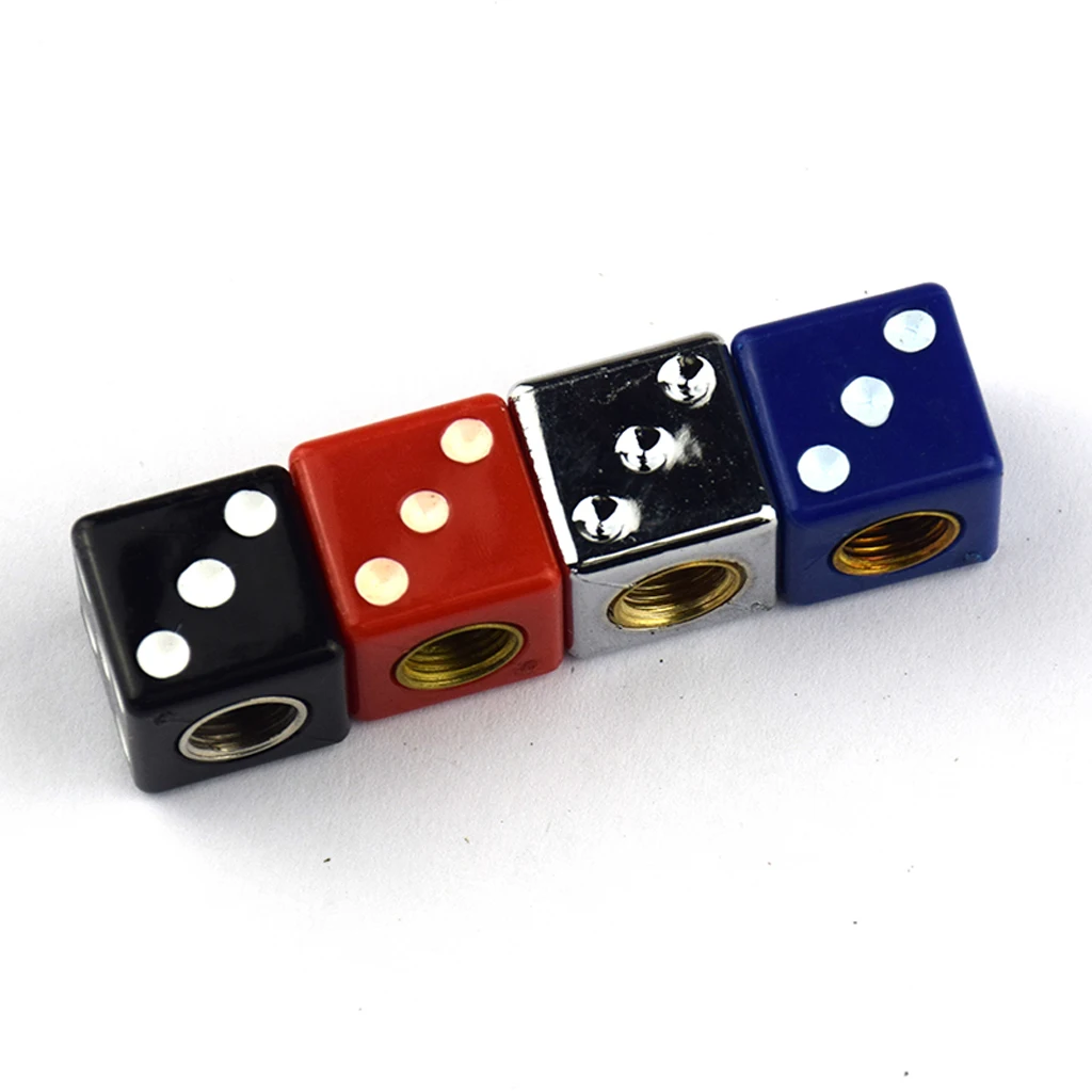 Black Dice Tire Air Valve Stem Caps Car Truck Bike ATV Wheel Rims, Pack of 4