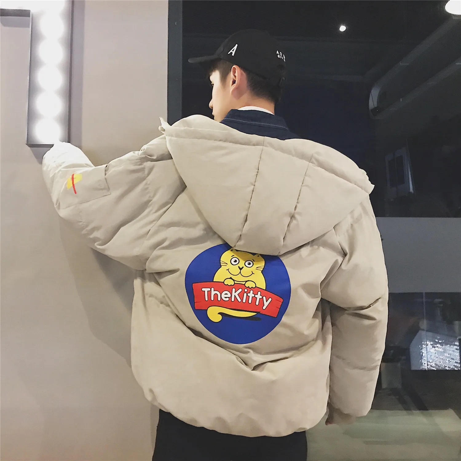Couple Clothes Winter New Style Fashion Printed Men down Coat Hong Kong Style Students Loose Casual Hooded Cotton-padded Jacket