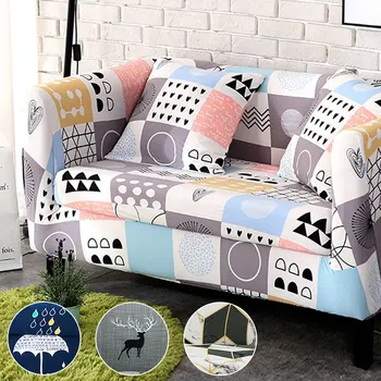 

Simple Lazy Sofa Cover Modern Elastic Kaleidoscope Fabric Slipcovers Various Combination Sofa Lattice Contrast 1/2/3/4 Seat