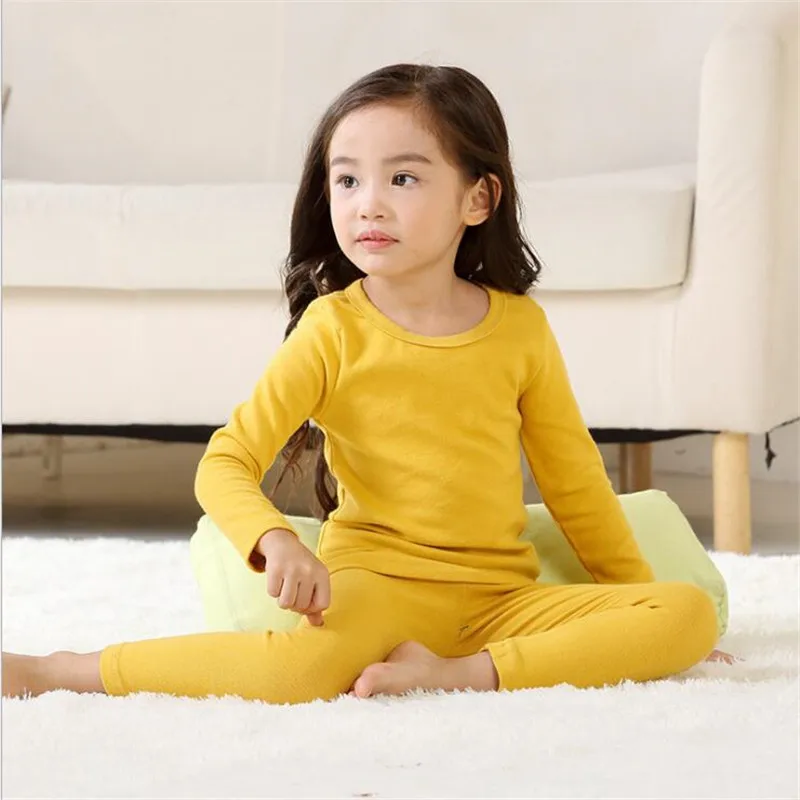 Yellow Пижамы для девочек, детская одежда для сна, пижамы на зиму для маленьких девочек, комплект из 2 предметов, Осенняя детская одежда с длинными рукавами для детей 1, 3, 4, 6, 7, 9 лет - Цвет: Yellow