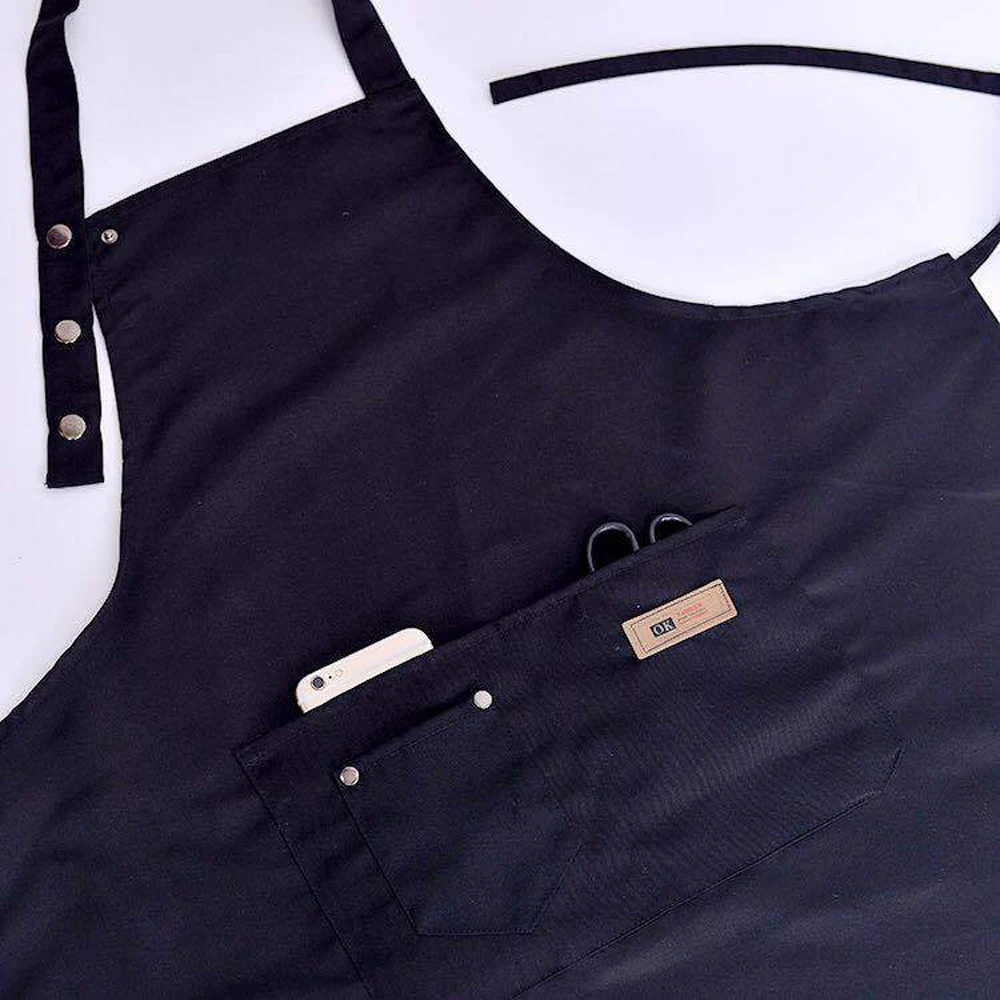 Fashion Men Women Solid Cooking Kitchen Restaurant Bib Apron Dress with Pocket