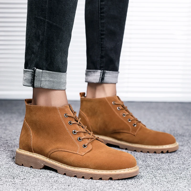 Sorrynam/мужские ботинки из натуральной кожи; Всесезонная Рабочая обувь; мужские ботильоны на шнуровке черного цвета размера плюс 38-48