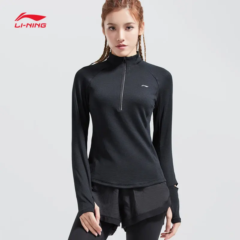 

Li-Ning Women Running T-Shirt Warm Long Sleeve Stand Collar 95%Polyester 5%Spandex Regular Fit LiNing Sports Top ATLN068 COND18