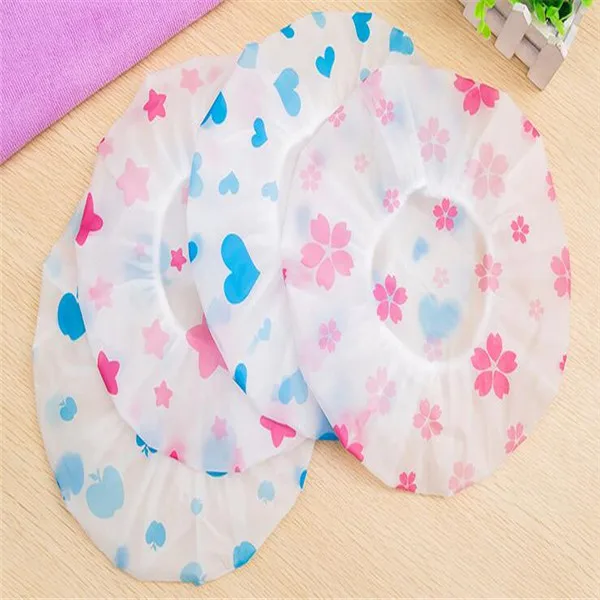 

Print PE Waterproof Shower Cap Thicken Elastic Bath Hat Bathing Cap for Women Hair Salon Bathroom Products