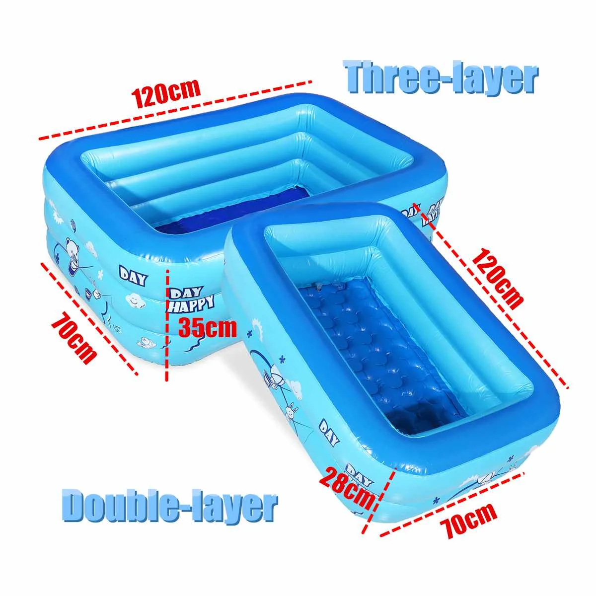120cm 2/3layers Inflatable Square Swimming Pool Children Inflatable Pool Bathing Tub Baby Kid Home Outdoor Large Swimming