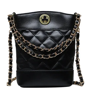 

2020 Autumn Lingerembroidered thread bright color bucket bag fashion chain mobile phone bag bucket bag one shoulder crossbody ba