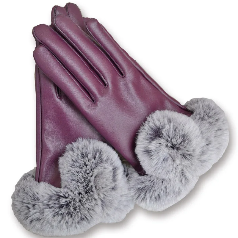 Горячая Распродажа, женские перчатки, зимние кожаные перчатки для рук, зимние перчатки с сенсорным экраном - Цвет: Светло-голубой