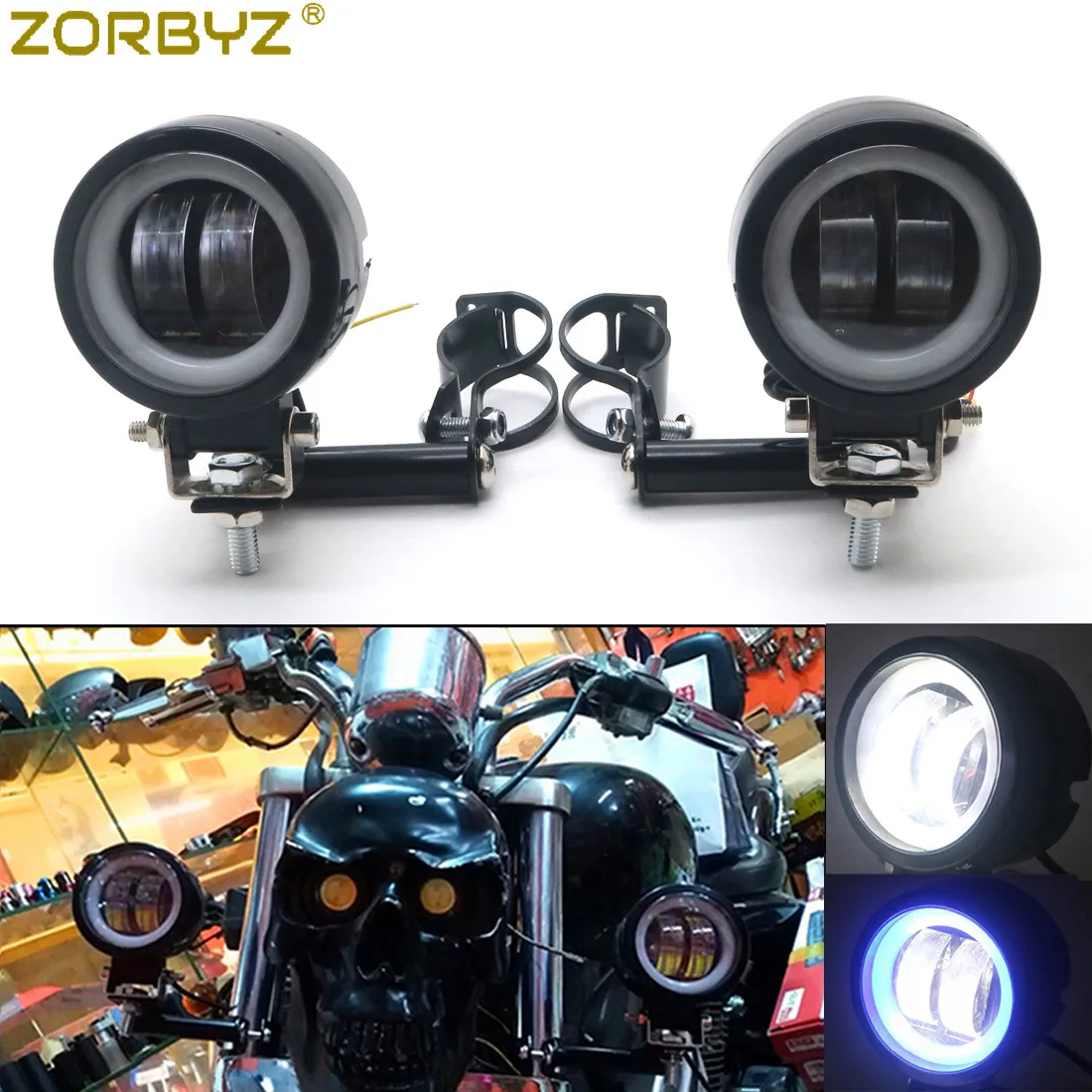 ZORBYZ мотоцикл светодиодный ангельский глаз проходящий Спот Противотуманные фары