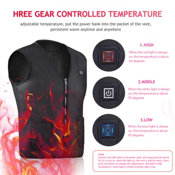 

Universal Outdoor Motorcycle USB Heating Vest Jacket for Men Women Winter Travelling Skiing Hiking Thermal Clothing Waistcoat