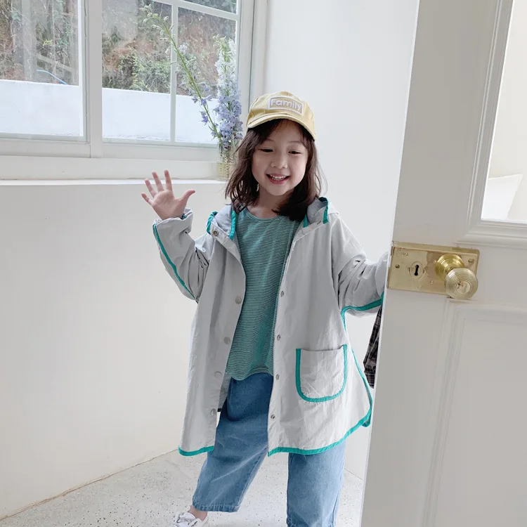 Tckids детская одежда на заказ 19 осенний японский стиль жесткий западный стиль контрастный цвет край дизайн большой плащ