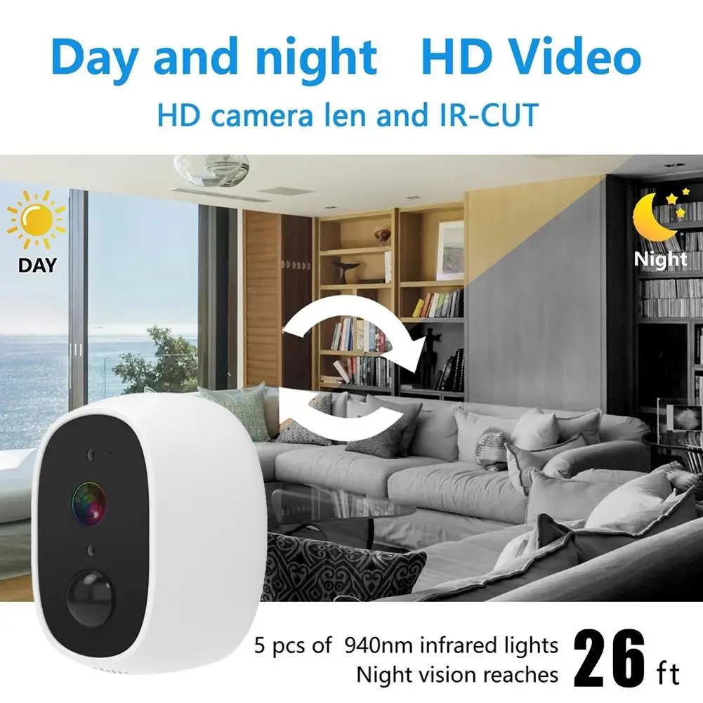 

Wireless WiFi Battery Surveillance Camera IP67 Waterproof PIR Low Power Night Vision Infrared Remote Viewing Add-on Camera