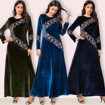 

Plus Size Abaya Kaftan Dubai Long Sleeve Hijab Muslim Dress Islamic Clothing Abayas For Women Turkish Dresses Caftan Robe Islam