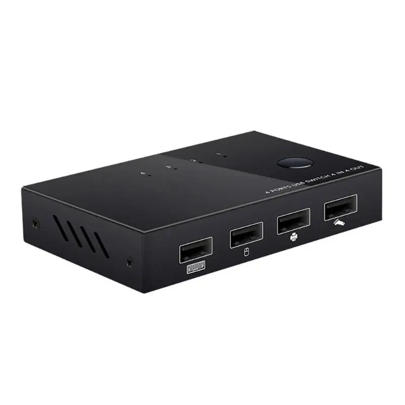 4 USB 2,0 KVM переключатель коробка подключи и играй для ПК обмена клавиатурой мышь жесткая дисковая карта ридер принтер сплиттер 101x65x20 мм