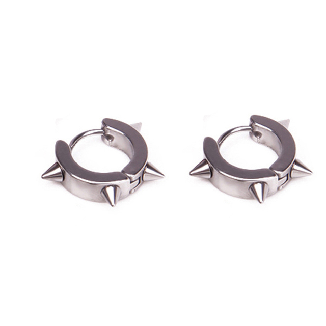 Punk Titanium Steel Ear Clip Ear Stud Earrings For Men Women Black Pierced/No Pierced Fake Ear Circle New Pop Jewelry