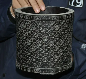 

wedding decoration Collect Old Chinese Rosewood wood Ancient Palace Brush Pot pencil vase