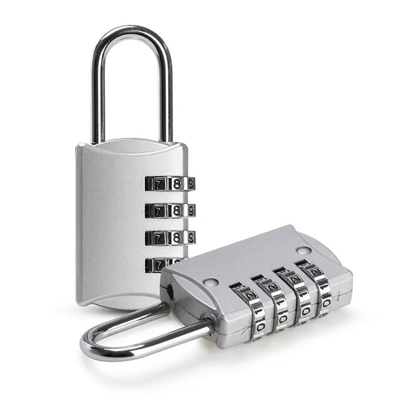 

TOP 2 Pcs Padlock Code 4 Digit Security Anti-theft Zinc Alloy perfect for Locker, Travel Case Etc-Silver Gate