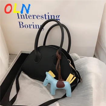 

OLN Solid Color Simple Mini Saddle Bag PU Leather Crossbody Shell Bags for Women 2020 Summer Fashion Sweet Shoulder Handbags