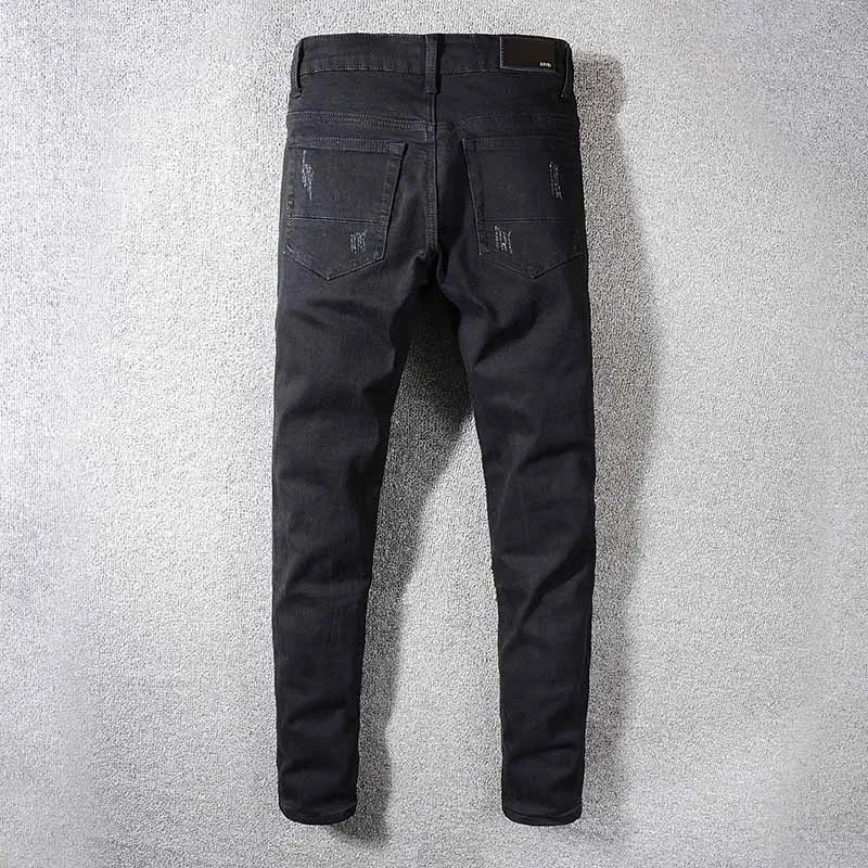 Новые мужские уличные рваные джинсовые брюки модные беджи лоскутные джинсы брюки для мужчин хип-хоп размер 29-40