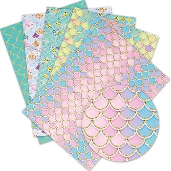 

DIY craft supplies 30 cm x 136 cm scales lines stripe printed faux leather sheets for bows material decoration. L231-235