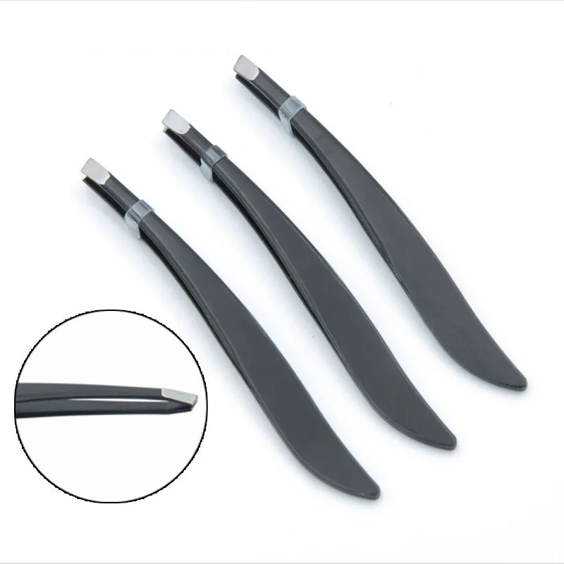 

Black/Silver Color Eyebrow Tweezer Hair Beauty Slanted Puller Stainless Steel Eye Brow Clips Makeup Tool Hair Clip Remover Tool