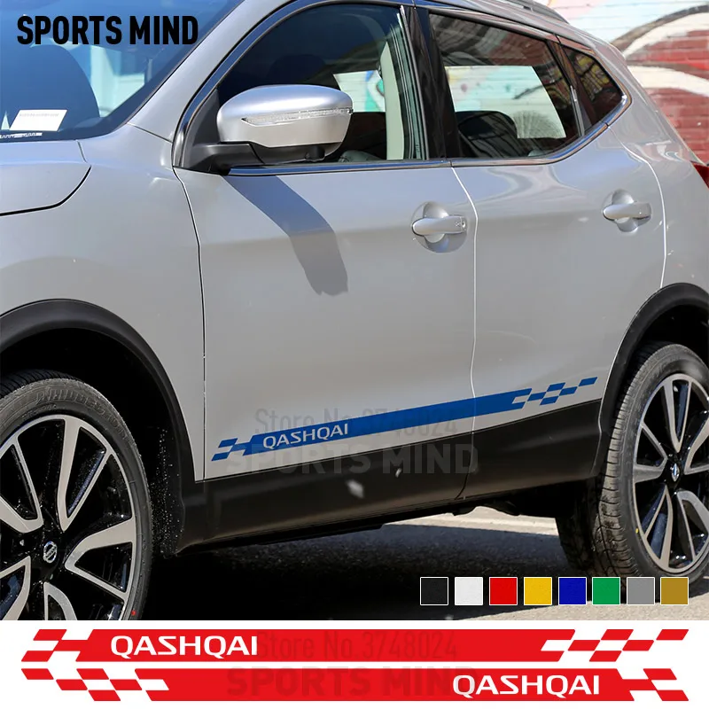 1 пара виниловая наклейка на автомобиль для Nissan Qashqai Nismo JDM автомобильные аксессуары гоночные графические полосы двери автомобиля боковые наклейки