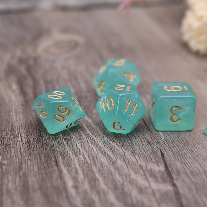 Game Dice Dice Set Acrylic Dice 7pcs D20 Acrylic Polyhedral Glitter Double Colors 20 Sided Dices Table Board Playing Game for Bar Pub Club Party