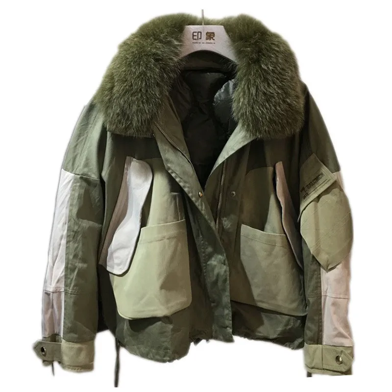 Корейские парки Mujer, новинка года, зимнее свободное плотное пуховое пальто, модная Съемная пуховая куртка с капюшоном, большой размер, NS1494