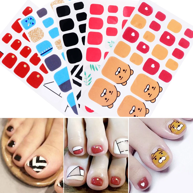 

Toe Nail Sticker Red Yellow Blue Mixed Colors Full Cover Waterproof Nail Sticker Wraps for Nail Art DIY Beauty Design Decoration