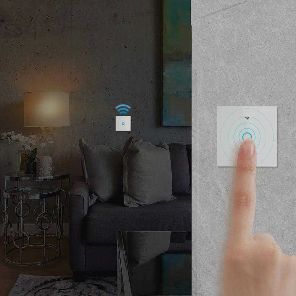 ЕС 10A WI-FI RF433 умный переключатель дистанционного Управление дома настенный сенсорный выключатель 1/2/3 Тип закаленное Стекло приложение пульт дистанционного управления работает с Amazon Alexa