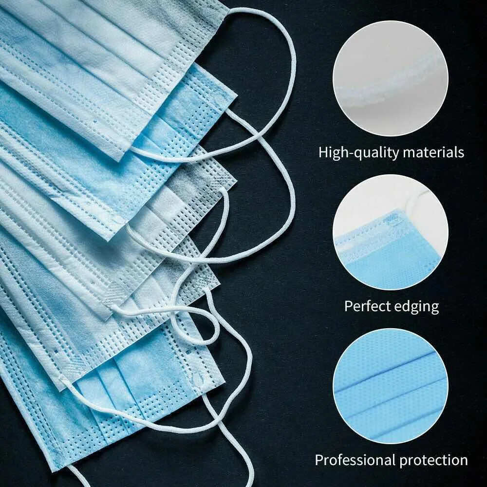 

High quality melt blown cloth disposable mask 3-layer protective filter dust-proof liquid drop factory free delivery
