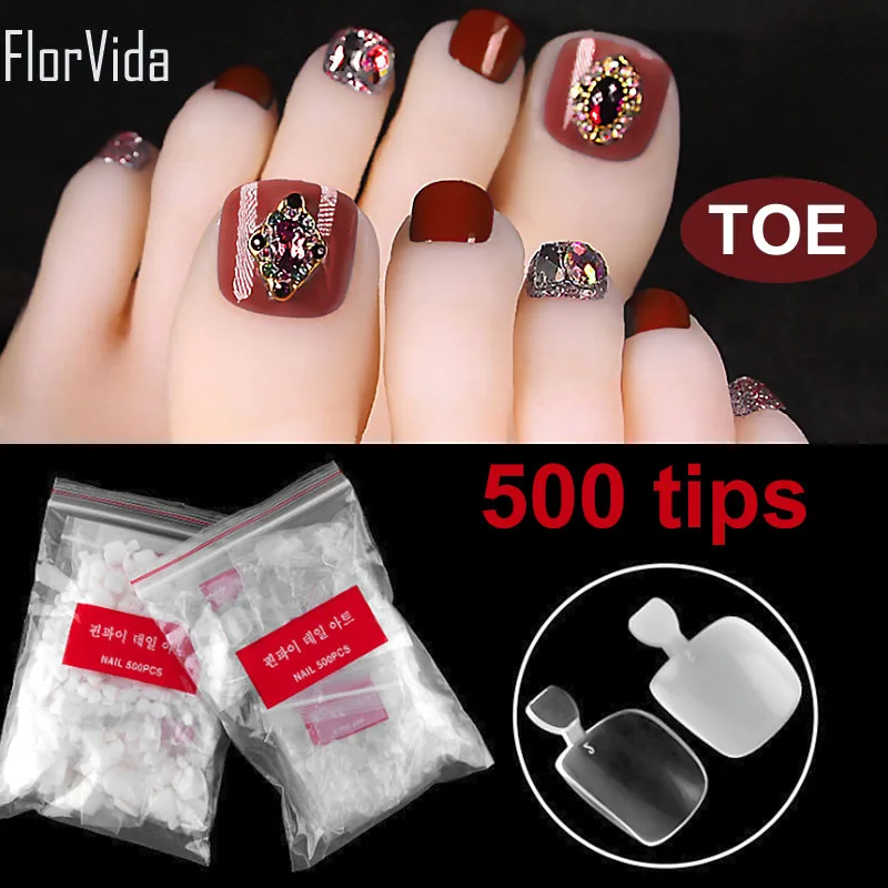 FlorVida 500pcs/bag Half Extension False Nail Tips Natural Transparent Fake Nail DIY Nail Art False Nails Tips
